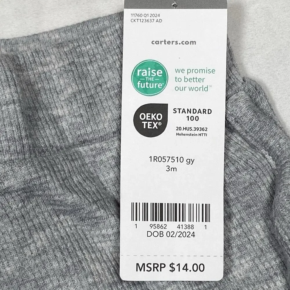 NEW Carters Shorts Baby Size 3 Months Gray Stretch Summer Basic